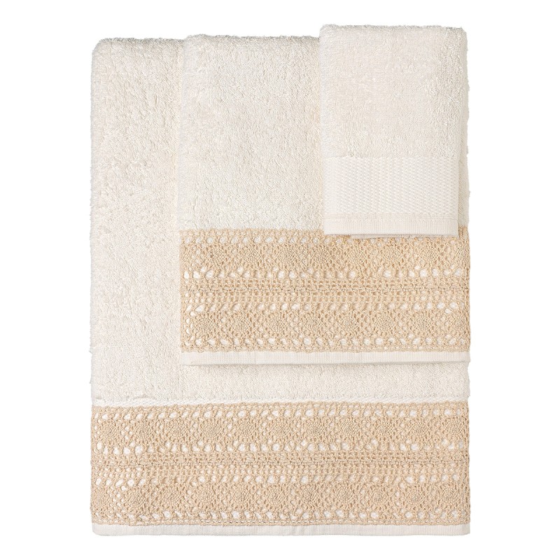 Beauty Home Σετ πετσέτες 3τμχ με δαντέλα Art 3440 (30x50+50x90+70x140) Εκρού
