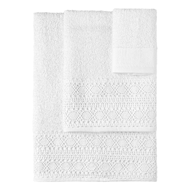 Beauty Home Σετ πετσέτες 3τμχ με δαντέλα Art 3441 (30x50+50x90+70x140) Λευκό