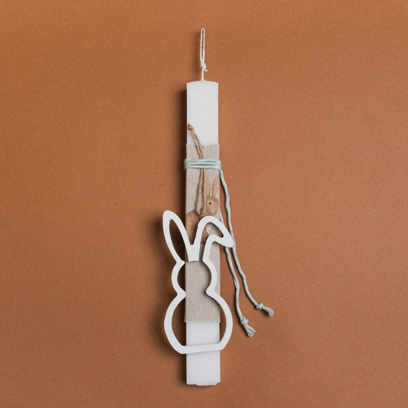 Beauty Home ΛΑΜΠΑΔΑ 33cm ΞΥΛΙΝΟ ΠΕΡΙΓΡΑΜΜΑ ΛΑΓΟΣ ΛΕΥΚΟΣ ΣΕ ΣΥΣΚΕΥΑΣΙΑ ΔΩΡΟΥ