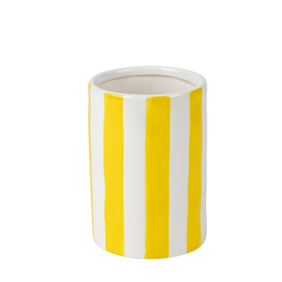 Beauty Home Κεραμικό Βάζο Iona Ριγέ Κίτρινο-Λευκό 9,5 x 13,5 CM Beauty Home Κεραμικό Βάζο Iona Ριγέ Κίτρινο-Λευκό 9,5 x 13,5 CM