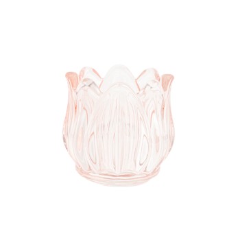 Beauty Home Γυάλινο Κηροπήγιο Λουλούδι Ροζ 7 x 6,7 CM