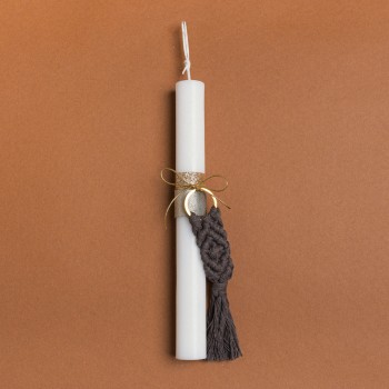 Beauty Home ΛΑΜΠΑΔΑ 25cm ΜΑΚΡΑΜΕ ΜΠΡΕΛΟΚ ΓΚΡΙ ΜΕ ΦΙΟΓΚΟ ΣΕ ΣΥΣΚΕΥΑΣΙΑ ΔΩΡΟΥ