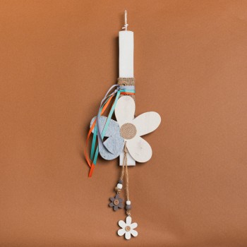 Beauty Home ΛΑΜΠΑΔΑ 33cm ΞΥΛΙΝΗ ΜΑΡΓΑΡΙΤΑ ΕΚΡΟΥ ΣΕ ΣΥΣΚΕΥΑΣΙΑ ΔΩΡΟΥ