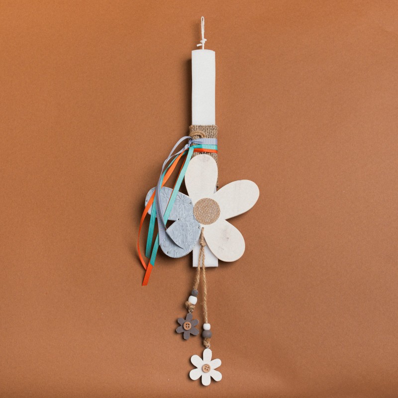 Beauty Home ΛΑΜΠΑΔΑ 33cm ΞΥΛΙΝΗ ΜΑΡΓΑΡΙΤΑ ΕΚΡΟΥ ΣΕ ΣΥΣΚΕΥΑΣΙΑ ΔΩΡΟΥ