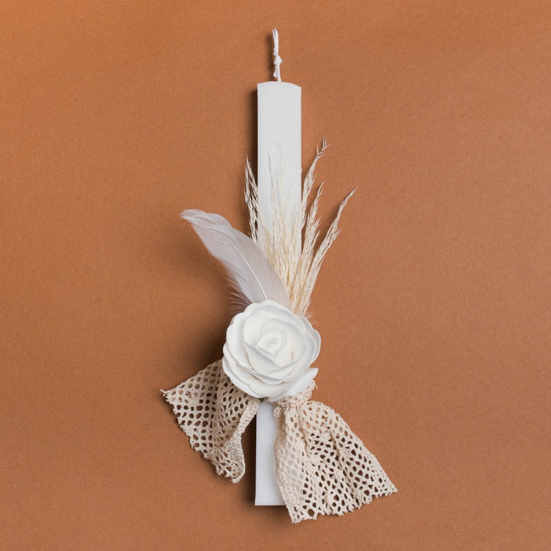 Beauty Home ΛΑΜΠΑΔΑ 33cm ΤΡΙΝΤΑΦΥΛΛΟ ΜΕ ΦΤΕΡΑ ΛΕΥΚΟ ΣΕ ΣΥΣΚΕΥΑΣΙΑ ΔΩΡΟΥ