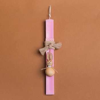 Beauty Home ΛΑΜΠΑΔΑ ΡΟΖ 33cm ΞΥΛΙΝΟΣ ΛΑΓΟΣ ΜΠΑΛΑ ΣΕ ΣΥΣΚΕΥΑΣΙΑ ΔΩΡΟΥ