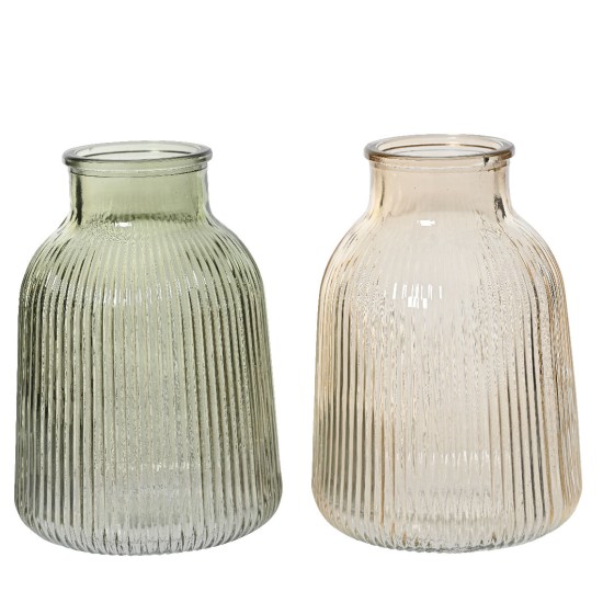 Beauty Home Γυάλινο Βάζο Ριγέ 10 x 12 cm ΔΙΑΦΑΝΟ Beauty Home Γυάλινο Βάζο Ριγέ 10 x 12 cm ΔΙΑΦΑΝΟ