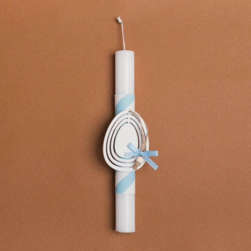 Beauty Home ΛΑΜΠΑΔΑ 25cm ΞΥΛΙΝΟ ΑΥΓΟ ΛΕΥΚΟ ΣΕ ΣΥΣΚΕΥΑΣΙΑ ΔΩΡΟΥ