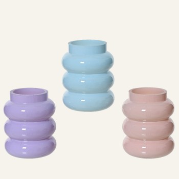 Beauty Home Βαζάκι Γυάλινο με Δαχτυλίους 7 x  8 cm