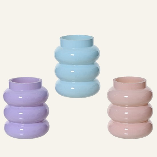 Beauty Home Βαζάκι Γυάλινο με Δαχτυλίους 7 x 8 cm Λιλά Beauty Home Βαζάκι Γυάλινο με Δαχτυλίους 7 x 8 cm Λιλά