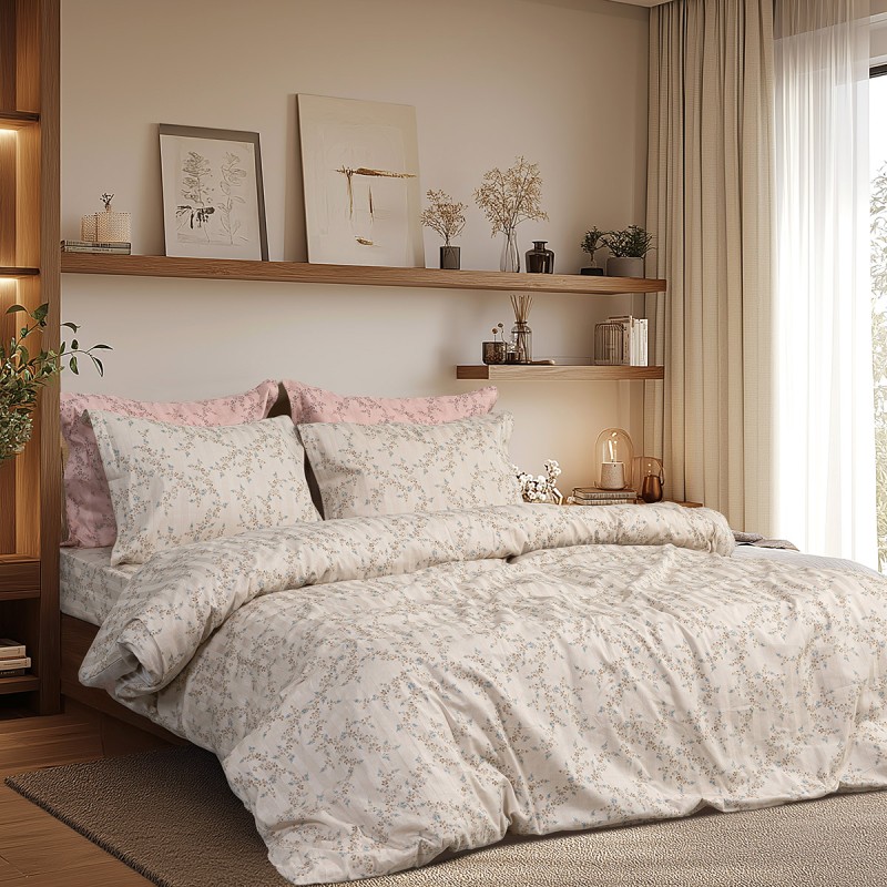 Beauty Home Σετ παπλωματοθήκη υπέρδιπλη Art 12215 Nova 100% Βαμβακοσατέν 300tc 230x250 Άμμου