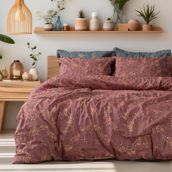 Beauty Home Σετ κουβερλί υπέρδιπλο Art 12216 Indra 100% Βαμβακοσατέν 300tc 220x240 Σάπιο μήλο