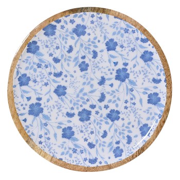 Beauty Home Δίσκος απο ξύλο Μάνγκο με Λουλούδια 30cm