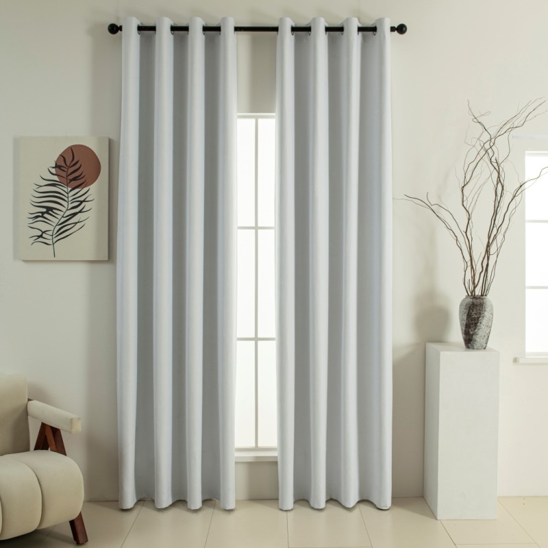 Beauty Home Κουρτίνα Full Blackout σκίασης με 8 κρίκους Soft Art 8391 Ice-Ecru 140x270 Πάγου