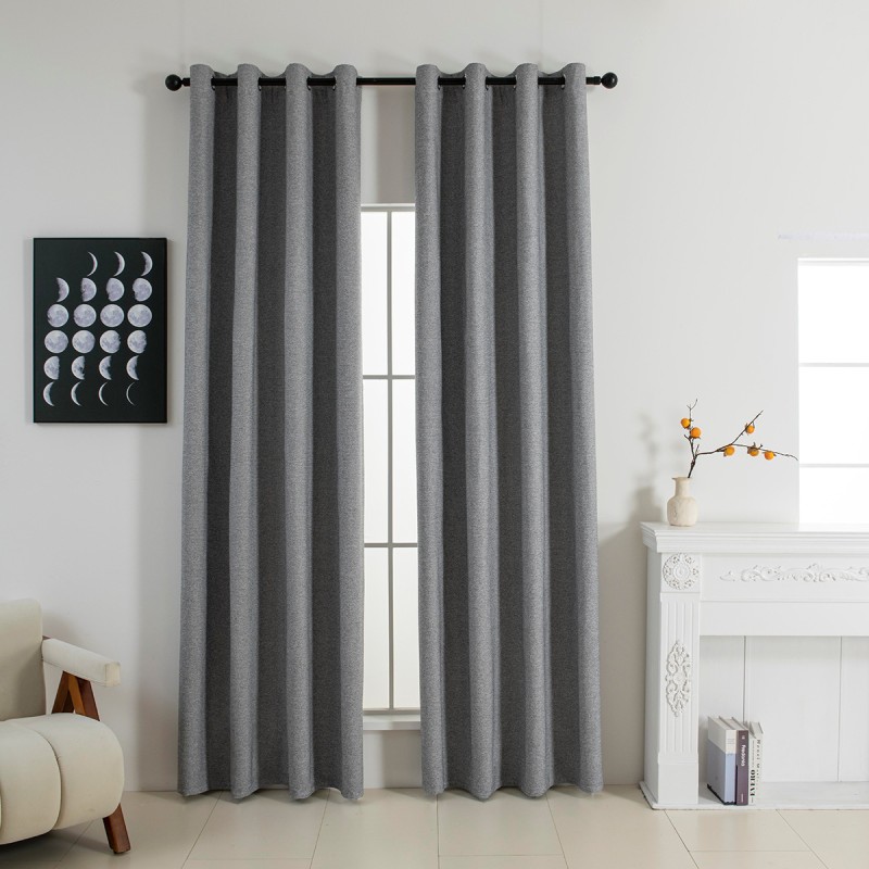 Beauty Home Κουρτίνα Full Blackout σκίασης με 8 κρίκους Elite Art 8392 Grey-Νο7 140x270 Σκούρο Γκρι