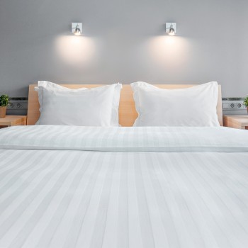 Beauty Home Σεντόνι King Size ξενοδοχείου Silky Percal Pennie Art Ε1024 250TC Satin Stripe 100% Cotton Λευκό 280x275