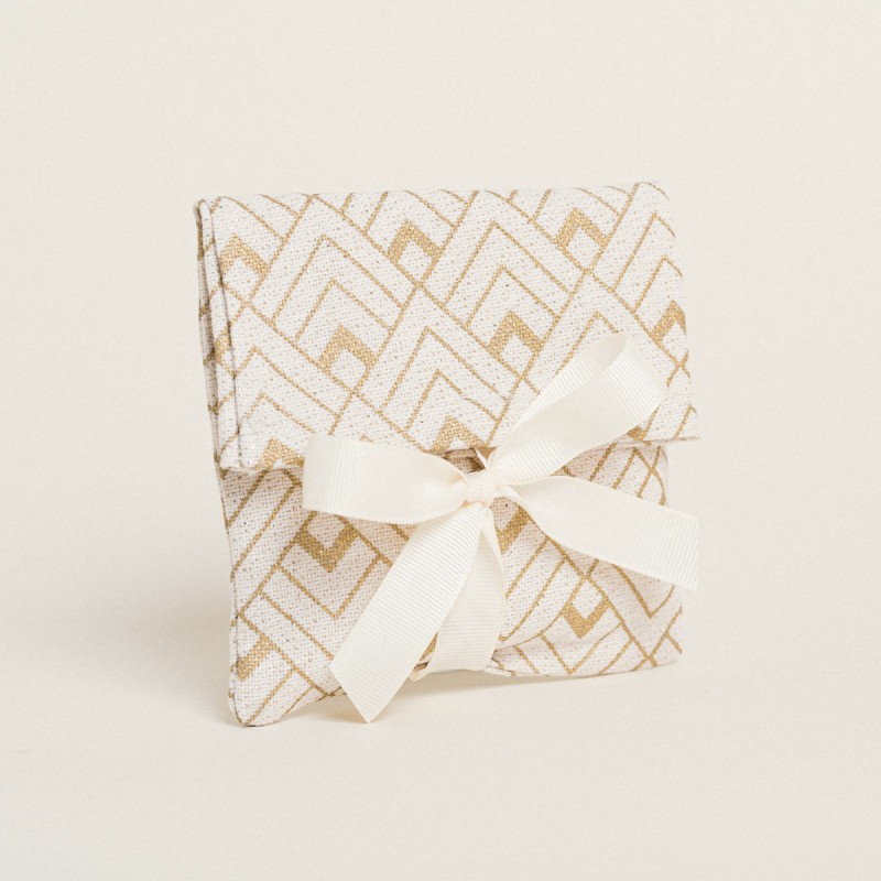 Beauty Home ΠΟΥΓΚΙ ΜΕ ΚΟΡΔΕΛΑ 12 x 17 cm ΕΚΡΟΥ ΧΡΥΣΟ ΚΥΒΟΙ