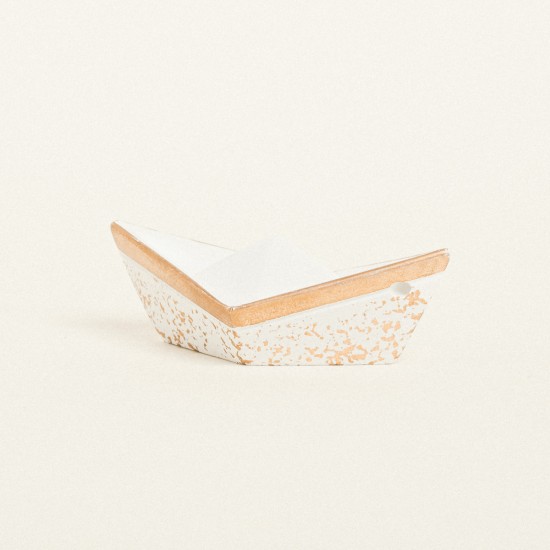 Beauty Home ΚΕΡΑΜΙΚΟ ΚΑΡΑΒΑΚΙ 7,5 x 3,5 x 3 cm ΛΕΥΚΟ / ΧΡΥΣΟ Beauty Home ΚΕΡΑΜΙΚΟ ΚΑΡΑΒΑΚΙ 7,5 x 3,5 x 3 cm ΛΕΥΚΟ / ΧΡΥΣΟ