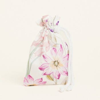 Beauty Home ΠΟΥΓΚΙ ΜΕ ΚΟΡΔΟΝΙ 12 x 17 cm ΠΟΠΛΙΝΑ ΑΝΘΗ ΣΕ ΛΙΛΑ ΑΠΟΧΡΩΣΕΙΣ