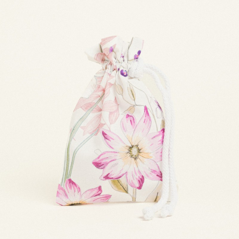 Beauty Home ΠΟΥΓΚΙ ΜΕ ΚΟΡΔΟΝΙ 12 x 17 cm ΠΟΠΛΙΝΑ ΑΝΘΗ ΣΕ ΛΙΛΑ ΑΠΟΧΡΩΣΕΙΣ