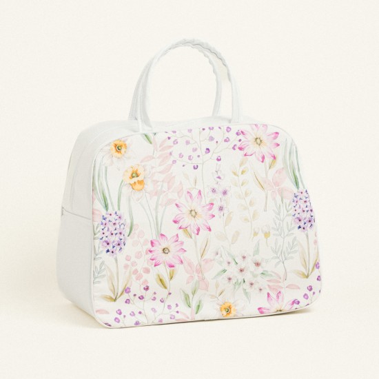 Beauty Home ΤΣΑΝΤΑ ΧΕΙΡΟΣ 35x40x23cm ΠΟΠΛΙΝΑ ΑΝΘΗ ΣΕ ΛΙΛΑ ΑΠΟΧΡΩΣΕΙΣ