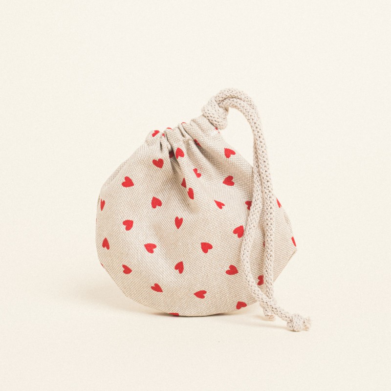 Beauty Home ΠΟΥΓΚΙ ΟΒΑΛ ΜΕ ΚΟΡΔΟΝΙ 13 x 14 cm ΜΙΚΡΕΣ ΚΟΚΚΙΝΕΣ ΚΑΡΔΙΕΣ