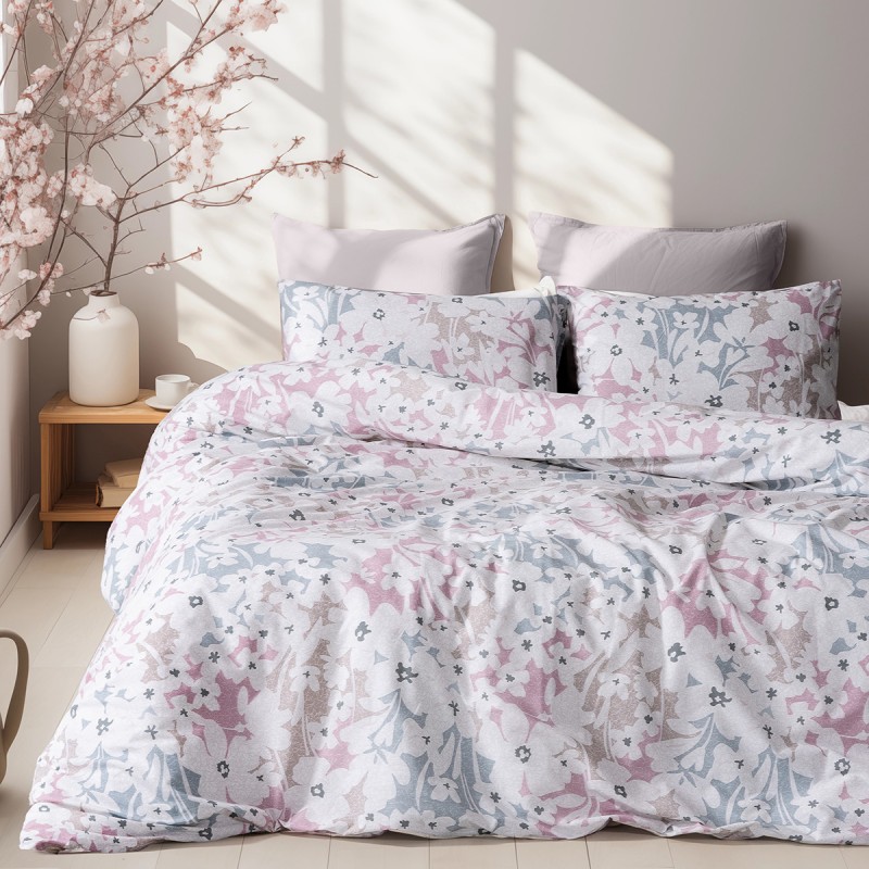 Beauty Home Σετ σεντόνια υπέρδιπλα με λάστιχο Ninet Art 12252 170x200+30 Γκρι,Ροζ