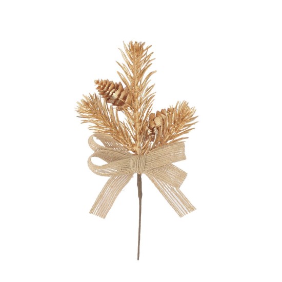 Beauty Home Κλαδί με φιόγκο από λινάτσα και χρυσό 19 cm Beauty Home Κλαδί με φιόγκο από λινάτσα και χρυσό 19 cm