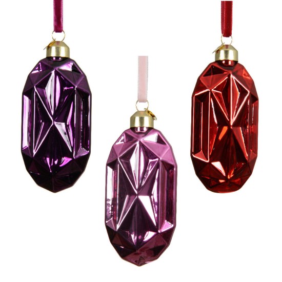 Beauty Home Γυάλινο Στολίδι 5 x 2.5 x 11 cm Κόκκινο Beauty Home Γυάλινο Στολίδι 5 x 2.5 x 11 cm Κόκκινο