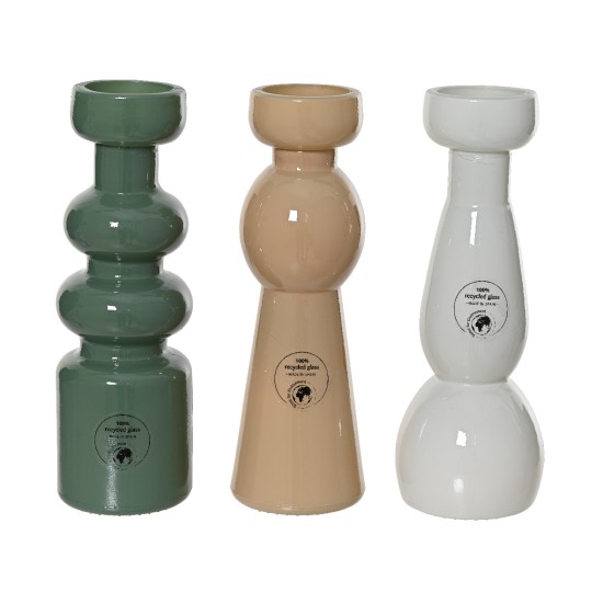 Beauty Home Κηροπήγιο Από Ανακυκλωμένο Γυαλί 6.5 x 20 cm  Γκρι