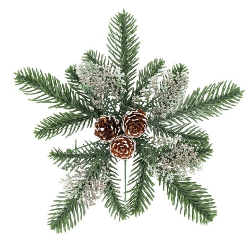 Beauty Home Κλαδάκι Νιφάδα χιονιού πράσινο με σαμπανί γκλίτερ Ø23 cm