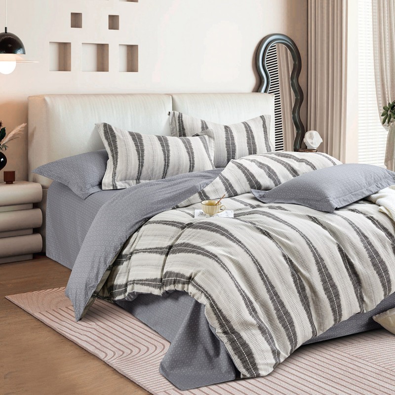 Beauty Home Σετ παπλωματοθήκη υπέρδιπλη Art 12288 Adamantia 230x250 Εκού,Ανθρακί