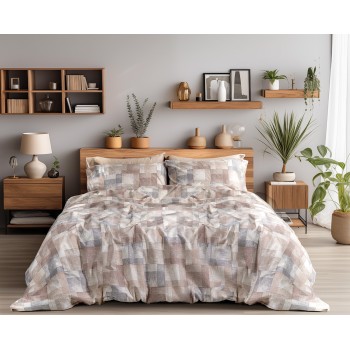 Beauty Home Σετ σεντόνια φανελένια υπέρδιπλα με λάστιχο Renoir Art 12338 170x200+32 Μπεζ