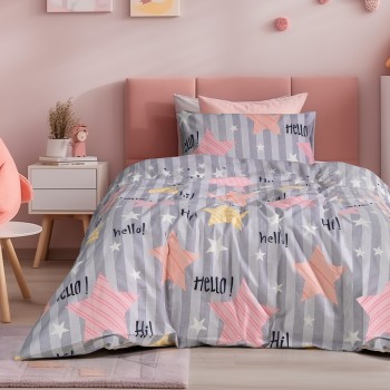 Beauty Home Σετ παπλωματοθήκη φανελένια μονή Hi Art 6322 160x240 Γκρι,Ροζ