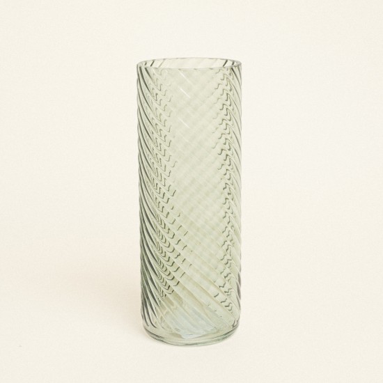 Beauty Home Γυάλινο Βάζο με Εφέ Στροβιλισμού 10cm x 26.5cm  Πράσινο