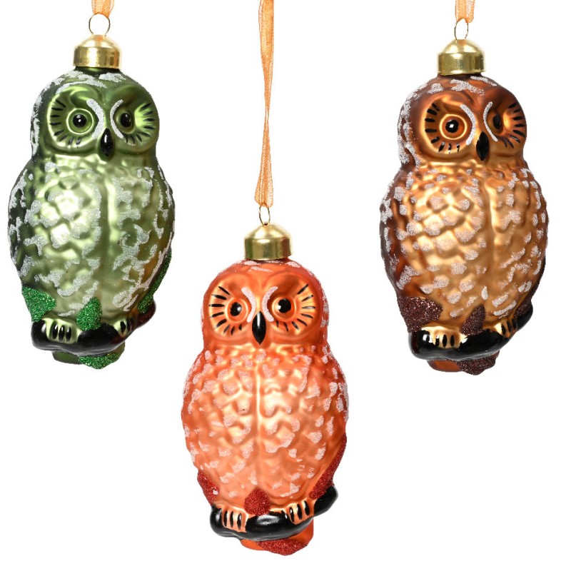 Beauty Home Γυάλινο Στολιδι Κουκουβάγια 5.5cm x 7cm x 13.5cm