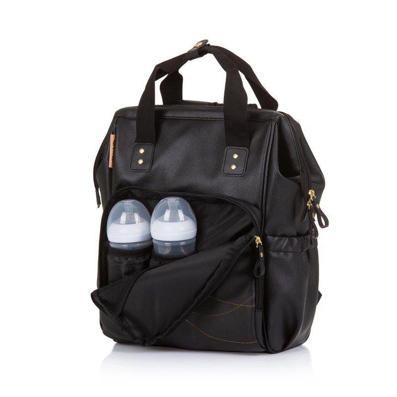 Τσάντα Πλάτης με Αλλαξιέρα - black leather