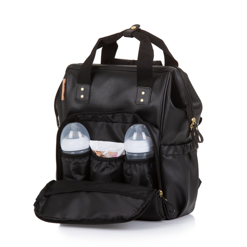 Τσάντα Πλάτης με Αλλαξιέρα - black leather