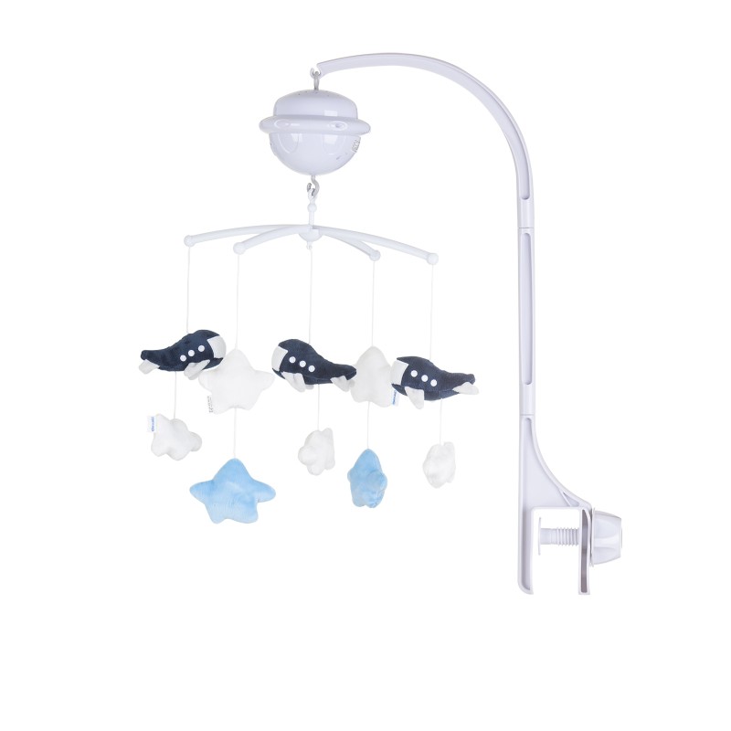 Musical mobile for bed with projector Planes