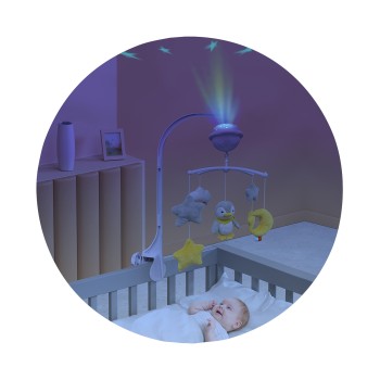 Musical mobile for bed with projector "Penguin"