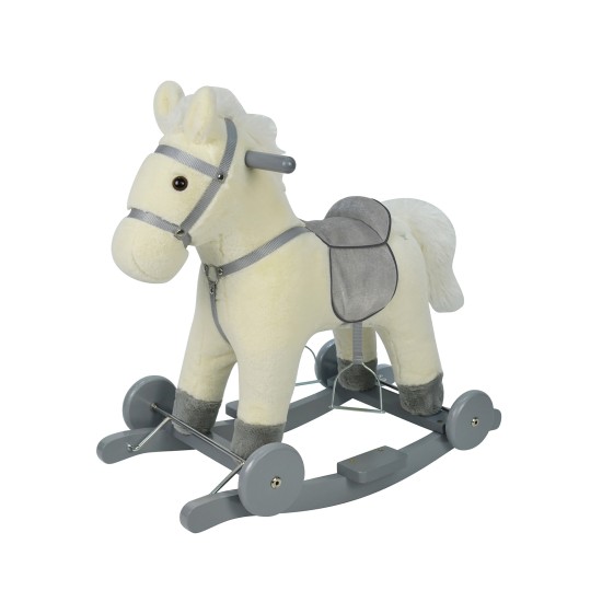 Rocking horse with wheels white