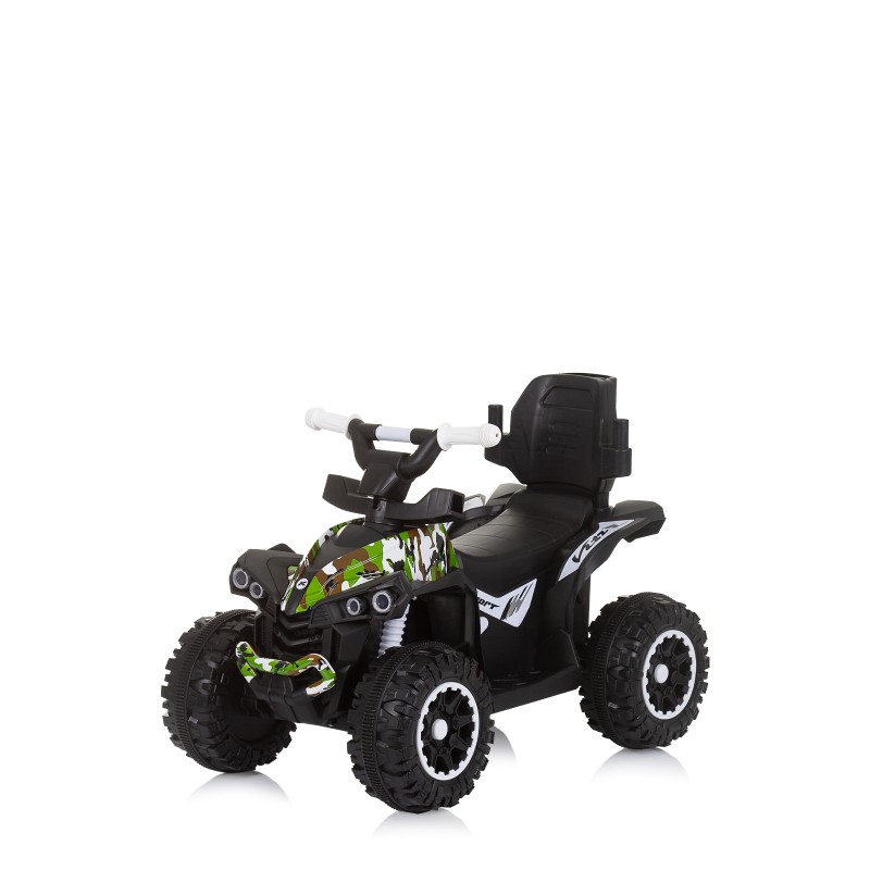 Ride on car with handle and canopy ATV white/green