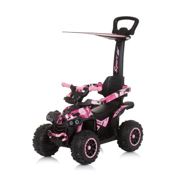 Ride on car with handle and canopy "ATV" white/pink