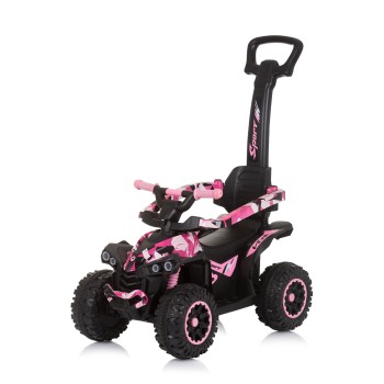 Ride on car with handle and canopy "ATV" white/pink