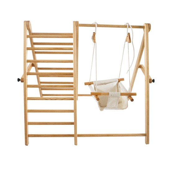 Ξύλινος Πύργος Αναρρίχησης Montessory με Κούνια και Σκάλα