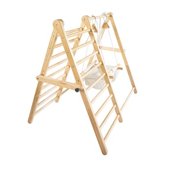 Ξύλινος Πύργος Αναρρίχησης Montessory με Κούνια και Σκάλα 