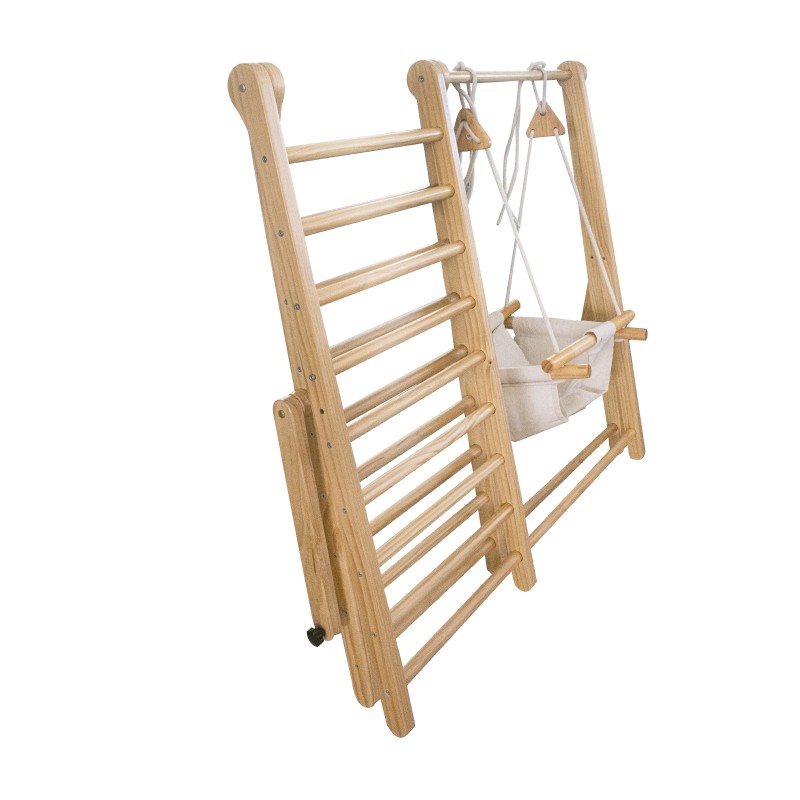 Ξύλινος Πύργος Αναρρίχησης Montessory με Κούνια και Σκάλα