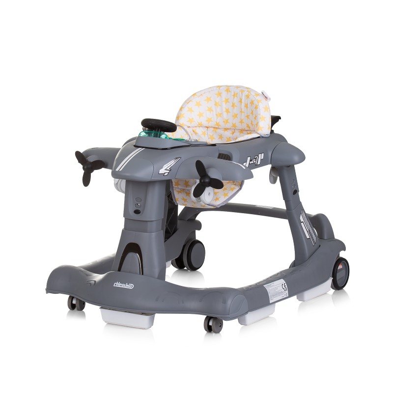 Multi functional baby walker Airplane 3 in 1 - grey