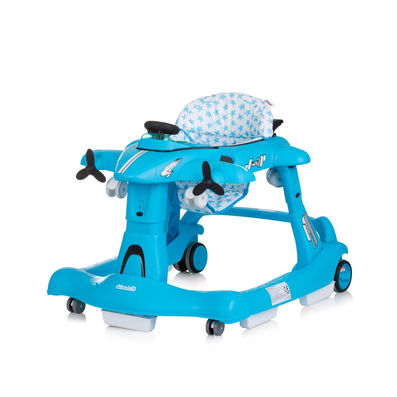 Multi functional baby walker Airplane 3 in 1 - blue
