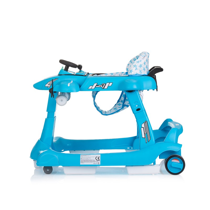 Multi functional baby walker Airplane 3 in 1 - blue